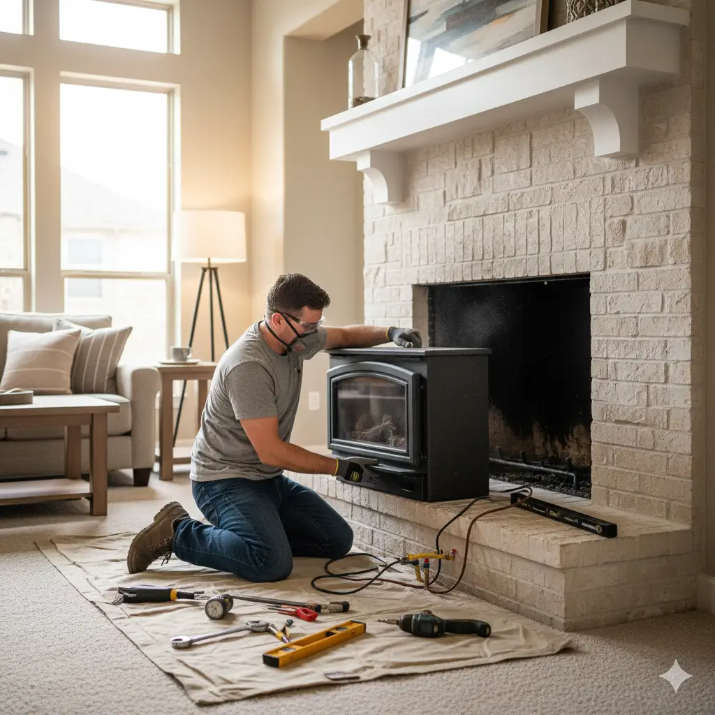 Professional fireplace insert installation in Dallas Texas home