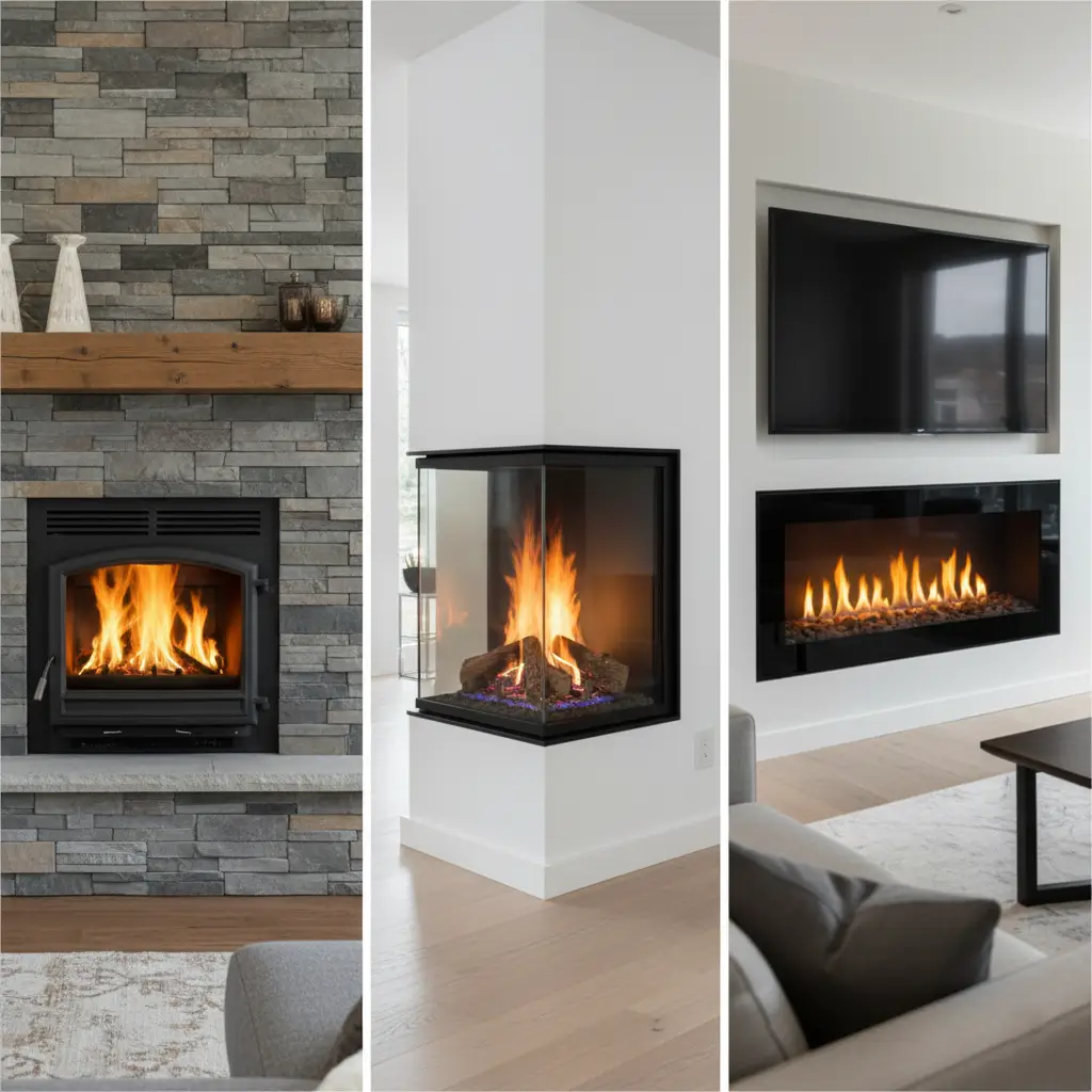 Wood, gas, and electric fireplace inserts installed in homes