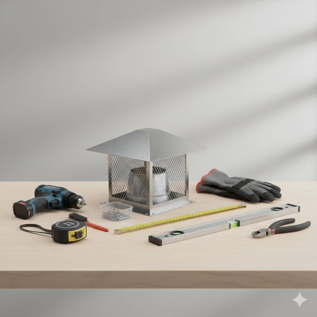 Professional tools used for chimney cap installation and repair