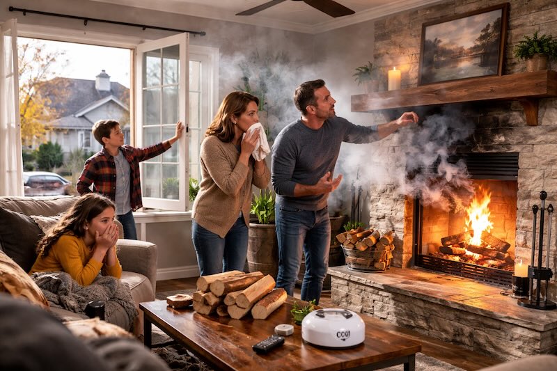 Smoke From the Fireplace Coming Into the House