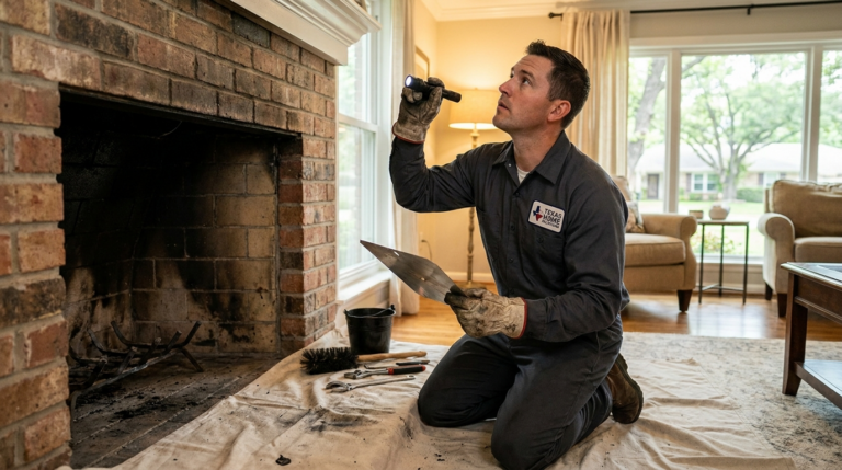 Chimney damper replacement in a Dallas North Texas home by a certified ALC technician